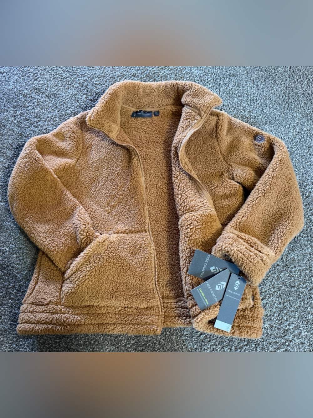 Free Country Teddy Fleece Zip Jacket - Camel NWT size XL